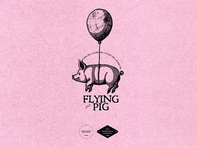 Flying Pig 2d animal bar brand identity branding design graphic design happy illustration illustrator logo pig pub quirky restaurant retro texture