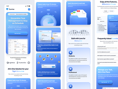 Sunrise - Task Management Mobile Responsive clean landing page landingpage management task mobile project management responsive task management task manager task manager landing task manager ui team team management team management landing team manager time manager ui web design