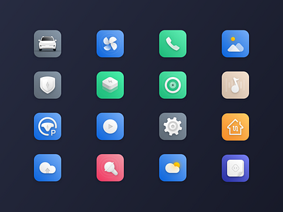 Vehicle control system icon design app icon car hmi icon ui