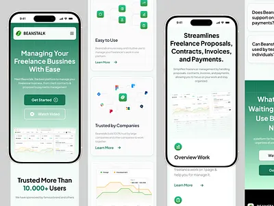 Beans Talk - CMR Freelance Mobile Responsive app card clean crm crm freelance design freelance graph management management freelacne responsive saas ui ux webiste work
