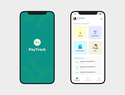 PayTrack Mobile App color design figma finance fintech illustration mobile mobile app ui uidesign