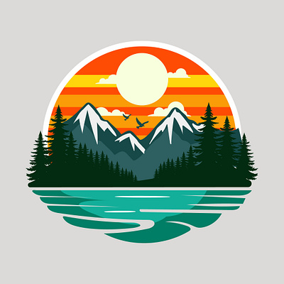 Vector illustration of a mountain landscape travel