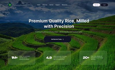 A Rice Farm High Fidelity Landing Page Hero Section animation branding graphic design motion graphics ui