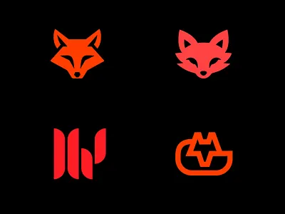 red fox logos animal best branding business clever design fox head icon it logo logo designer logotype mark minimal modern power smart sport tech