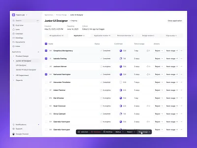 Talent Lab / List of candidates {bottom menu} ai app application design desktop list menu product productdesign saas steps table ui ui design ux ux design web web app web application web3