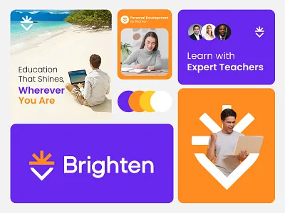 Brighten – Online Education Branding (Unused Logo icon for Sale) birghten logo branding brandmark graphic design logo logo design logo for sale online course branding online learning branding