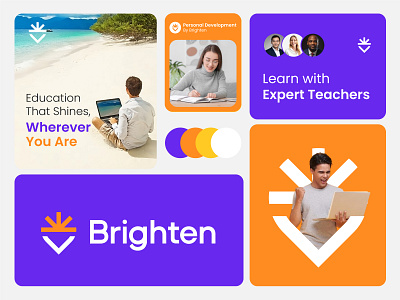 Brighten – Online Education Branding (Unused Logo icon for Sale) birghten logo branding brandmark graphic design logo logo design logo for sale online course branding online learning branding