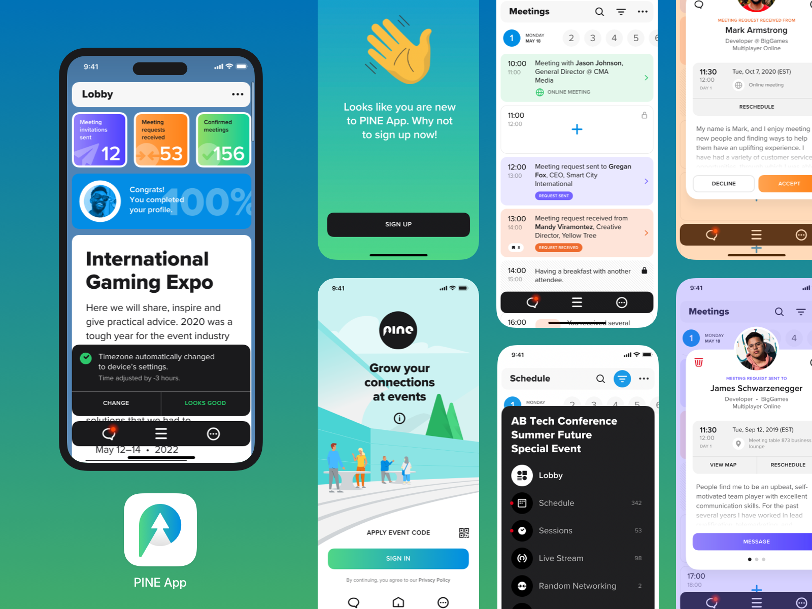 PINE App mobile app design pine pine events