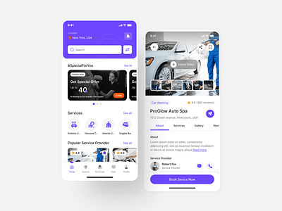 Car Wash App figma ui ux uxui design