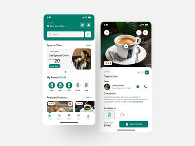 Coffee Shop Mobile App figma graphic design ui ux