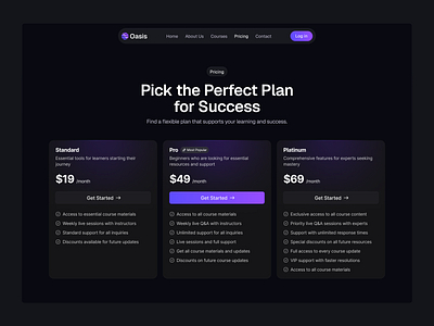 Education - Pricing Page card darkmode design education interface landing landing page minimalist modern pricing pricing page pricing table ui ux web design web pricing