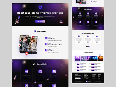 Music Website UI Design in Figma dark theme design designn landing page landing page for music music landing page music ui music ui ux design music website ui playlist desin ui ui ux ux web and app ui ux web ui web ui for music