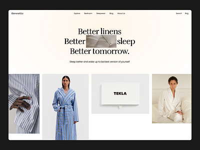 Bedding ecommerce website bedding clean clothes design ecommerce landing layout linen minimalism minimalistic ux web design