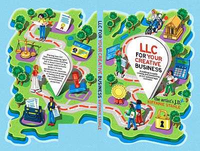 Book Cover Illustration: LLC for Your Creative Business book cartography cover design drawing hand lettering handlettering illustrator lettering map map illustration sketch