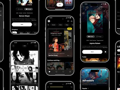 Animang App animation anime app comics design entertainment manga mobile app motion graphics ui