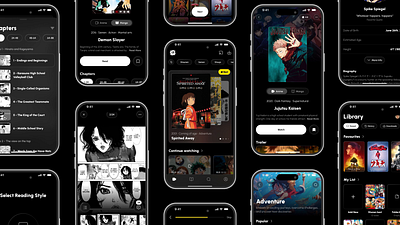Animang App animation anime app comics design entertainment manga mobile app motion graphics ui