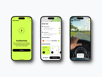 Uber Green - A Car Order App bolt branding car ui