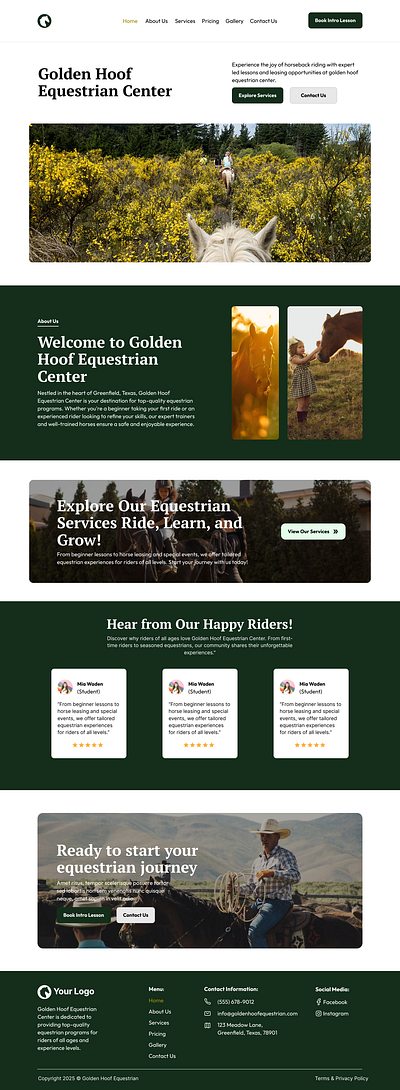 Golden Hood Equestrian Center branding ui