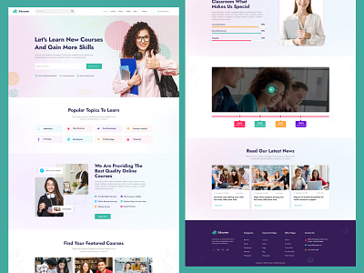 Educator - Learn Course Platform Landing Page branding business design figma website home page illustration landing page logo ui website