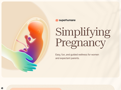 Guided wellness platform for women and expecting parents. branding calm calm app design figma figma design gradient illustration landing page mental wellness mocha brown pantone pantone colour of the year pregnant ui waitlist page woman