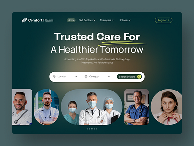 Comfort Haven - Healthcare Website Design 3d animation apartement architecture branding graphic design healthcare landing landing page logo motion graphics ui website