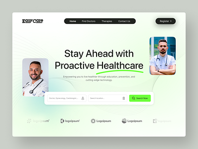 EasyCare - Modern Healthcare Website UI 3d animation apartement architecture branding design graphic design healthcare illustration logo motion graphics ui vector website