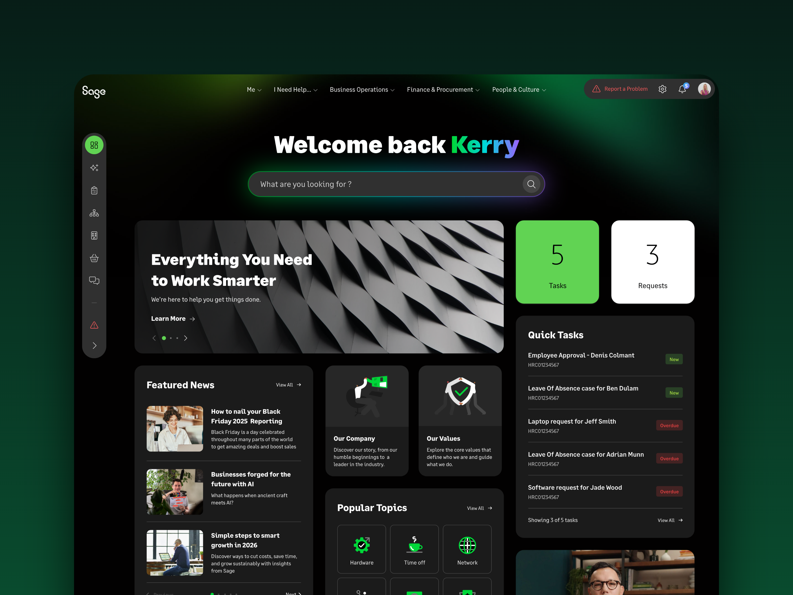 Sage Employee Center [CONCEPT] branding concept employee center graphic design servicenow software technology ui