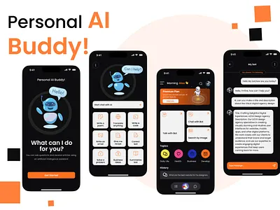 AI Buddy Chatbot Mobile UI Design branding design graphic design landing page mobile app design ui ui design uiux