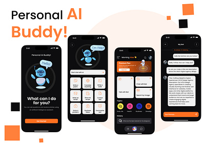 AI Buddy Chatbot Mobile UI Design branding design graphic design landing page mobile app design ui ui design uiux