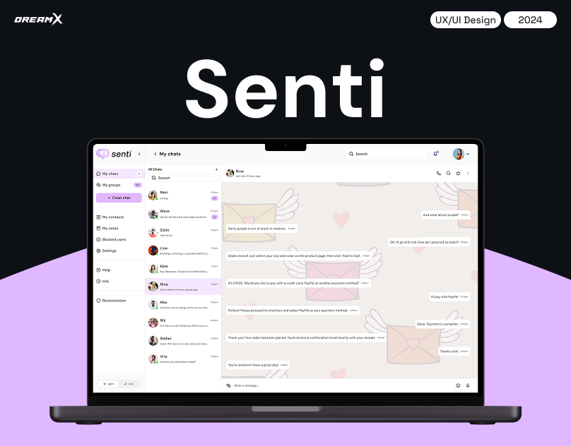 Messaging web application - Senti messaging application messaging web app uiux uiux design web app web app design web application