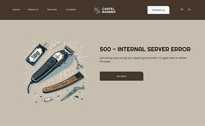 Error page 500 - internal server error 500 500 error page barber barbershop cta design error error 500 error page error pages internal server error landing page ui user experience user interface ux vector vector illustration webdesign website