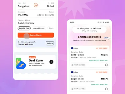 Smart Flight Recommendations on Cleartrip after effects animation card design design flights page graphic design illustration lottie motion design motion graphics product design search design search page ui