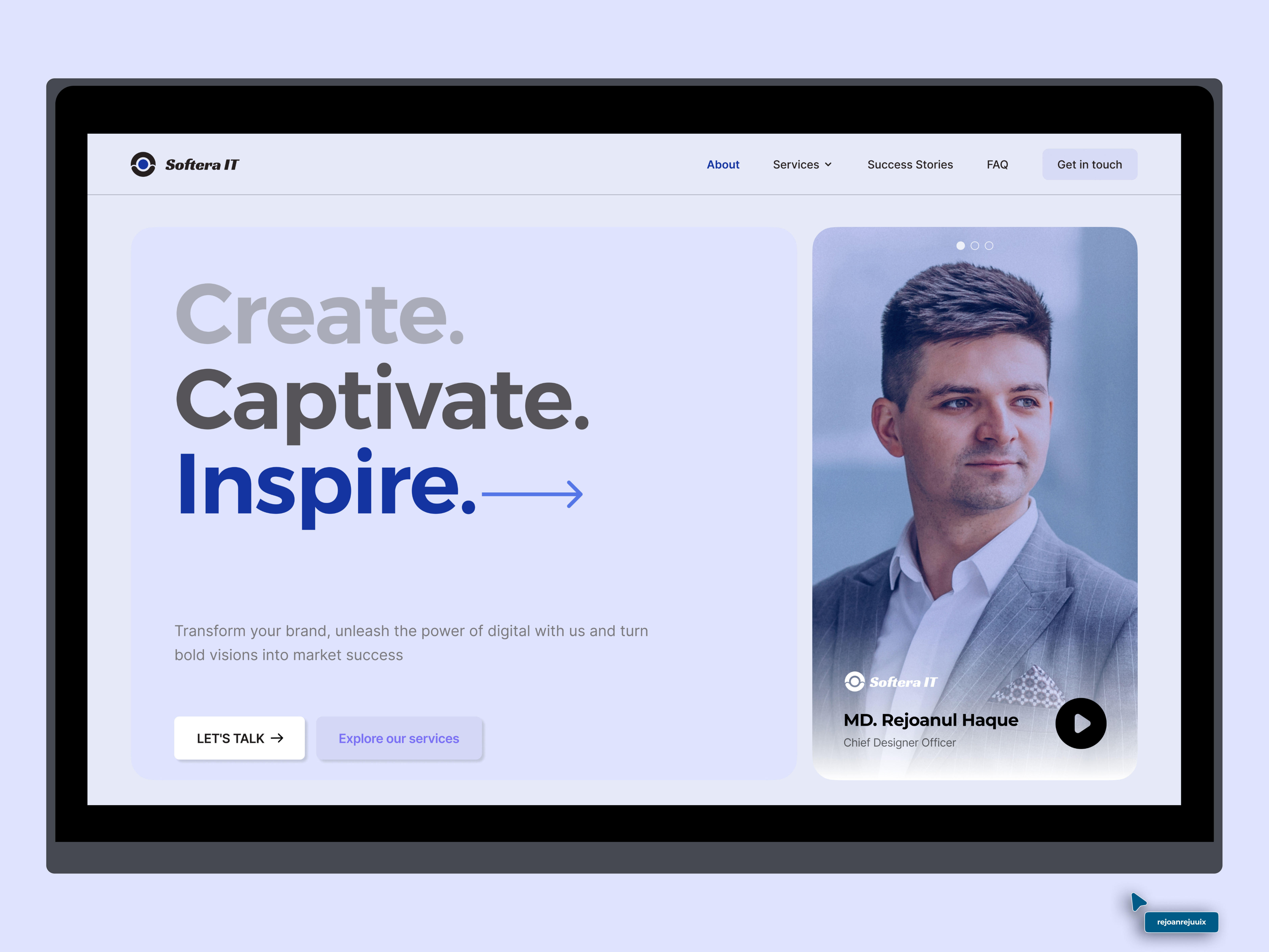 Example of Website Landing Page UI UX Design