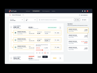 Cash Application Dashboard banking dashboard design finance process ui ux