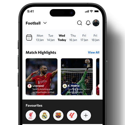 Football Application UI Design application design designer football ui uiux uiuxdesign uiuxdesigner user experience user interface ux ux design