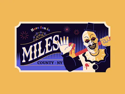 Art, have fun in Miles County art badge clown design flat graphic design halloween horror illustration label lettering logo movies packaging retro slasher sticker vector