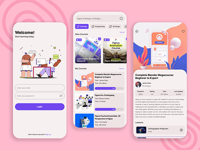 Learning App UI Design + Login app application graphic design learning login page ui uiux