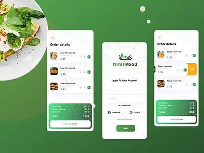 FreshFood mobile UI Design 3d branding design food app design graphic design illustration landing page logo ui ui design uiux