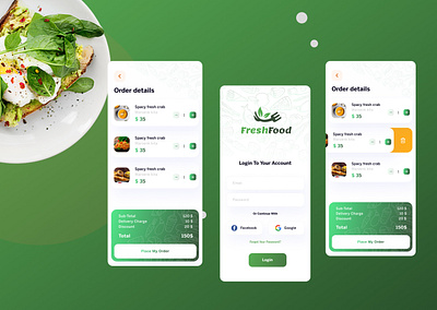 FreshFood mobile UI Design 3d branding design food app design graphic design illustration landing page logo ui ui design uiux