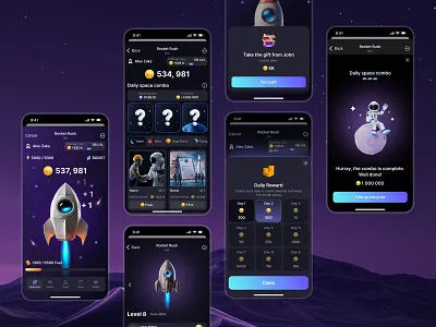 Rocket Rush | Telegram Mini App | Clicker bitcoin blockchain blockchain app design clicker design clicker game crash game crypto design ethereum hamster combat mobile product design startup tap game tap to earn telegram app telegram clicker telegram mini apps token design ui ux web3 clicker