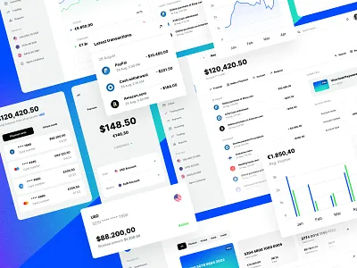 UI kit for financial app updated admin app auto layout bank app banking app dashboard figma finance financial app fintech inspiration pay payments paypal saas ui ui kit ux wallet wise