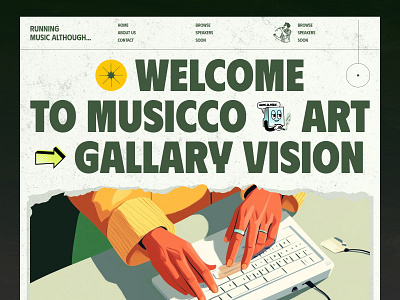 Music Art Gallery - Header Exploration art art gallery artwork design digital illustration graphic graphic design header headers illustration illustrations illustrator landing page music music art gallery music illustration musician ui user interface ux