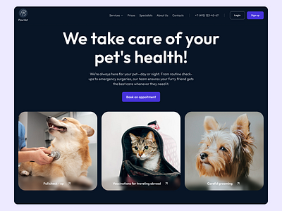 Website for a veterinary clinic 🐾 banner book an appoitment design landing page pet purple ui user interface ux vet clinic website for a veterinary clinic