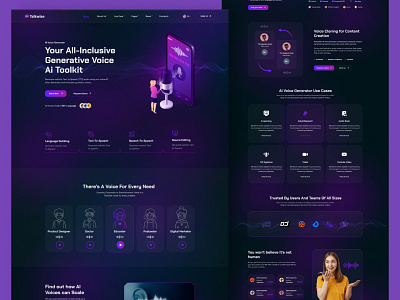 Talkwise - Voice Generated Ai Figma Website Template ai generate branding design figma website home page illustration landing page ui voice generate website