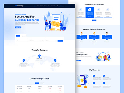 Currency Exchange Website Figma Template branding business currency exchange design figma website home page illustration landing page logo template ui website