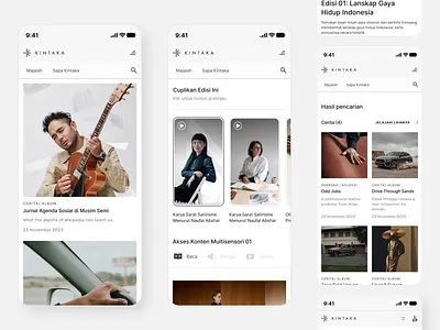 KINTAKA - Magazine News App clean design editorialdesign figma interface magazine magazineapp minimal minimaldesign mobile modernui news newsapp newsappdesign ui uiinspiration ux