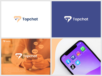 Topchat Logo app logo branding chat logo chating letter t logo logo logo design logo designer modern logo t chat logo t logo t logo design