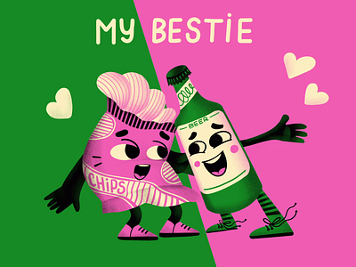 Tasty Valentine Couples: Chips and Beer animation beer character design design studio digital art digital illustration digital painting food graphic design illustration illustration art illustrations illustrator love marketing motion graphics valentine