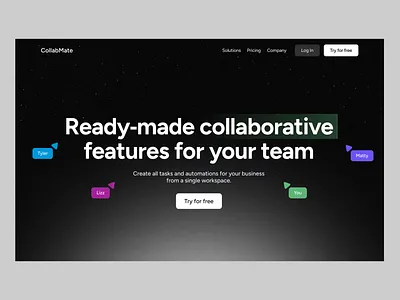 TeamWork Collaborative Workplace Platform collab collaboration framer hero section landing page landingpage management platform project management remote work software team team work teamwork web design webdesign website work workflow workplace