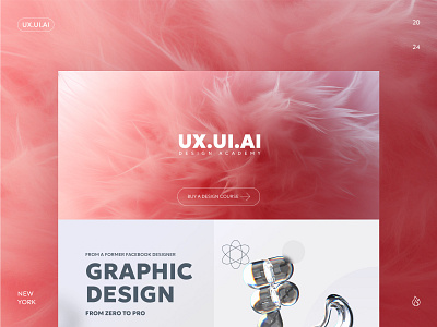 UX.UI.AI Design Academy 3d ai designcource edtech futuristic graphic design landing landingpage pink ui website